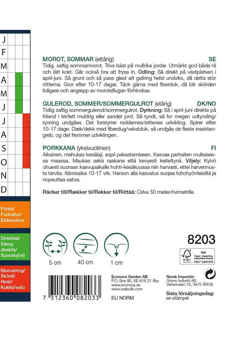 Gulrot, sommer 'Nantaise 2', stor pakke